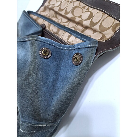 Vintage Coach Blue Suede Soho-Hampton Satchel 9507 Hobo Bag Purse Leather - Picture 6 of 12